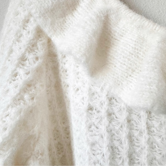 Anthropologie Cream Ruffled Boat Neck Sweater - Picture 6 of 13